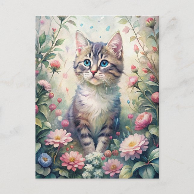 Postal Gatito ocaso (Anverso)