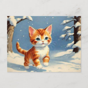 Postal Gatito retro con sabor a nieve