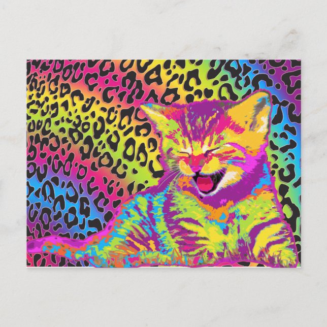 Postal Gatito sobre el fondo de la huella del leopardo de (Anverso)