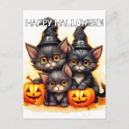 Postal Gatitos Adorables De Halloween