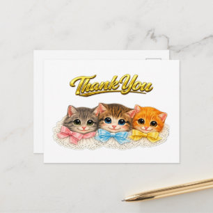 Postal Gatitos al Estilo Victoriano Cintas y Encaje Graci