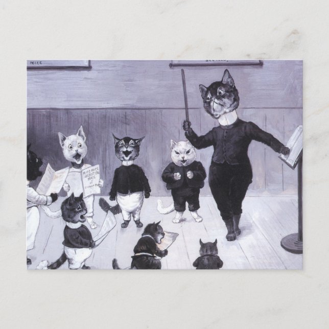 Postal Gatitos aprenden a cantar (Anverso)