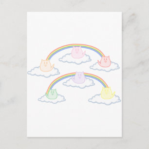 Postal Gatitos arcoiris en las nubes