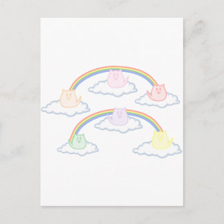 Postal Gatitos arcoiris en las nubes
