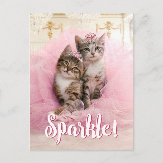 Postal Gatitos dulces en Tiaras y Tutu parkly rosado (Anverso)