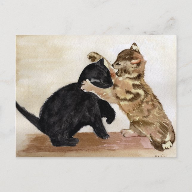 Postal Gatitos juguetones (Anverso)