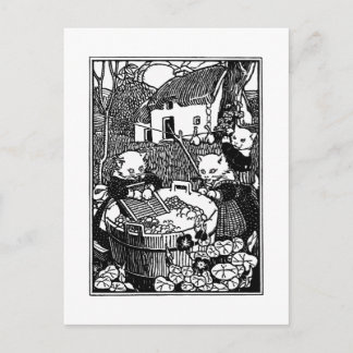 Postal Gatitos Lavando Mittens Nursery Rhyme