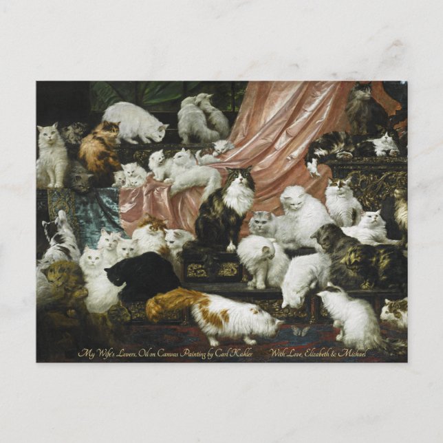 Postal Gatitos Lindos Arte Antiguo Personalizado (Anverso)