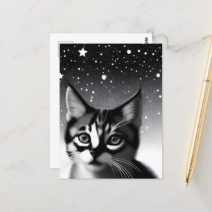 Postal Gatitos retro en blanco y negro