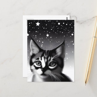 Postal Gatitos retro en blanco y negro