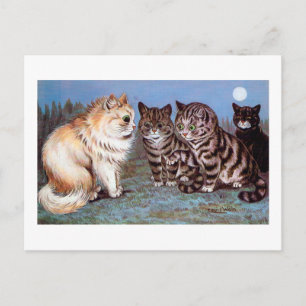 Postal Gatitos reunidos a la luz de la luna, Louis Wain