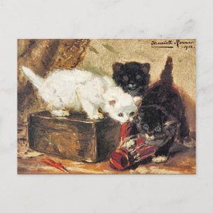 Postal Gatitos - Té para dos - Pintura de gato