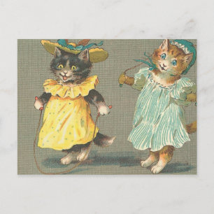 Postal gatitos vintage juguetones