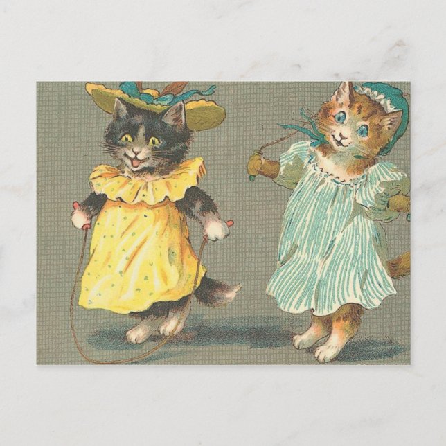 Postal gatitos vintage juguetones (Anverso)