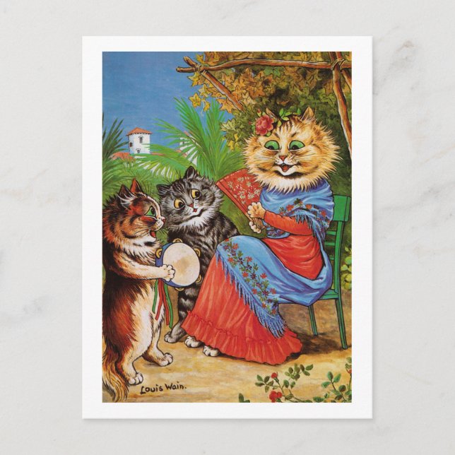Postal Gatitos y damas, Louis Wain (Anverso)