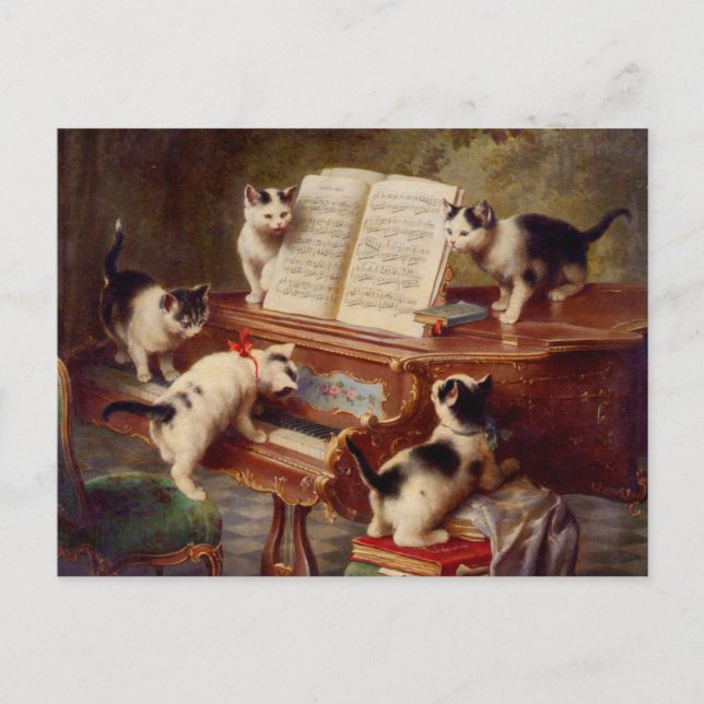 Postal Gatitos y piano (Anverso)