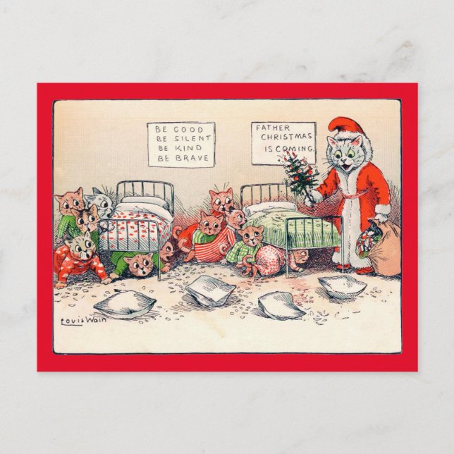 Postal Gatitos y Santa Gato, Louis Wain (Anverso)