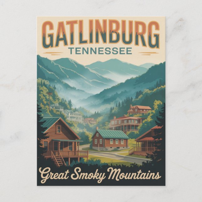 Postal Gatlinburg Tennessee Grandes Montañas Fumadoras (Anverso)