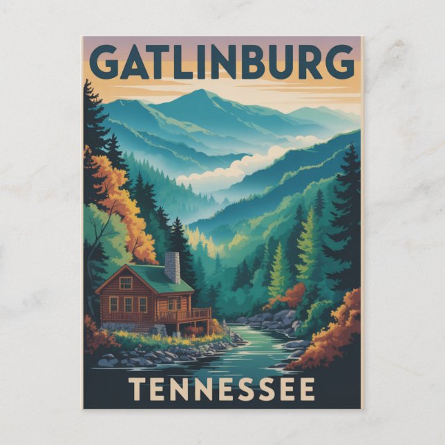 Postal Gatlinburg Tennessee Great Smoking Mountains Paint (Anverso)