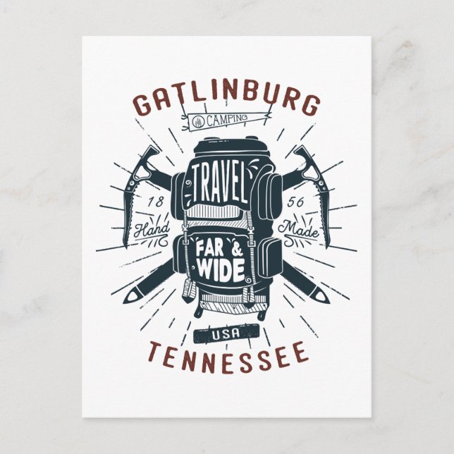 Postal Gatlinburg Tennessee Mochila Gear Retro Viaje (Anverso)