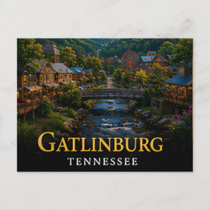 Postal Gatlinburg Tennessee Puerta de Acceso a las Montañ