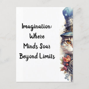 Postal Gato 2 Gatito con rosas y la acuarela de sombrero 