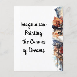 Postal Gato 3 Gatito con acuarela rosa