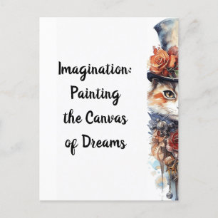 Postal Gato 3 Gatito con acuarela rosa