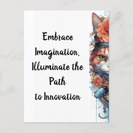 Postal Gato 4 Gatito con acuarela rosa