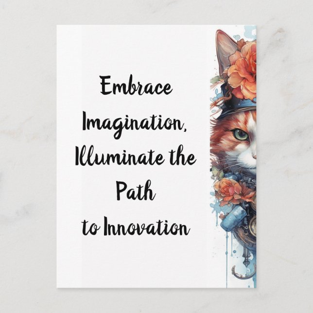 Postal Gato 4 Gatito con acuarela rosa (Anverso)