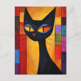 Postal Gato abstracto colorido