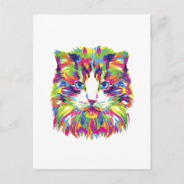 Postal Gato abstracto colorido