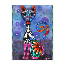 Gato abstracto divertido con ojos grandes