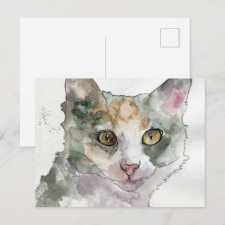 Postal Gato acuarela