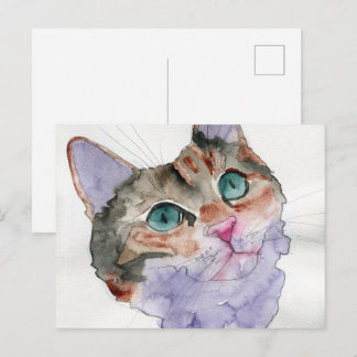 Postal Gato acuarela