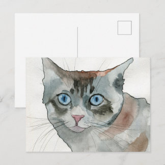 Postal Gato acuarela