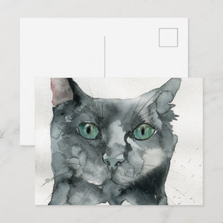 Postal Gato acuarela