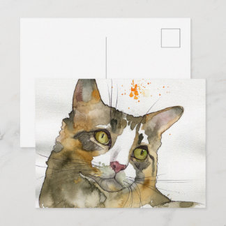Postal Gato acuarela