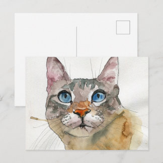 Postal Gato acuarela
