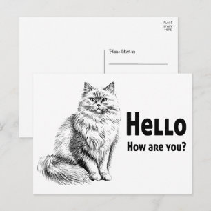 Postal Gato Adorable Amor Hola Gatito Pensando En Ti Mini