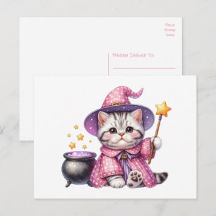 Postal Gato Adorable Gatito Bruja Hola, Amor, Pensando en