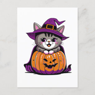 Postal Gato Adorable Halloween