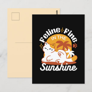 Postal Gato Adorable relajante al sol - Mascota de verano