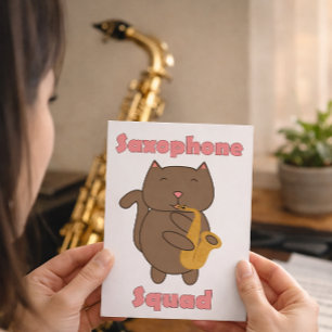 Postal Gato Adorable Tocando Saxofón “Saxophone Squad” Mú