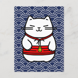 Postal Gato afortunado japonés o Maneki-Neko