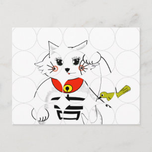 Postal Gato afortunado - Maneki Neko - Beckoning