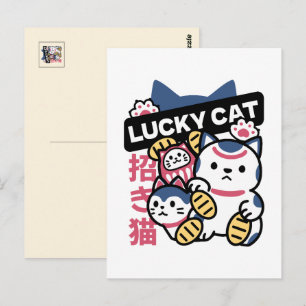 Postal Gato Afortunado Maneki Neko – Gato de la Fortuna J