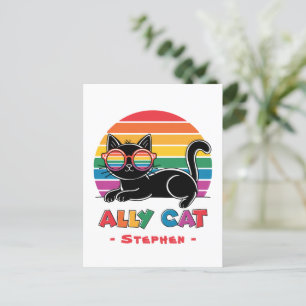 Postal Gato aliado - Gato negro con gafas de sol arcoiris