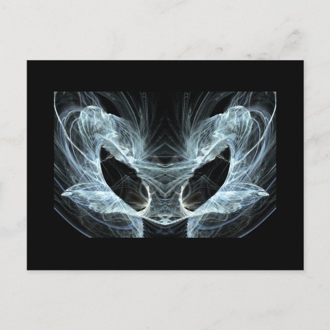 Postal Gato Alien. Fantasía mística Art Fractal. (Anverso)