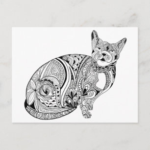 Postal Gato amante del gato gato gato negro y blanco